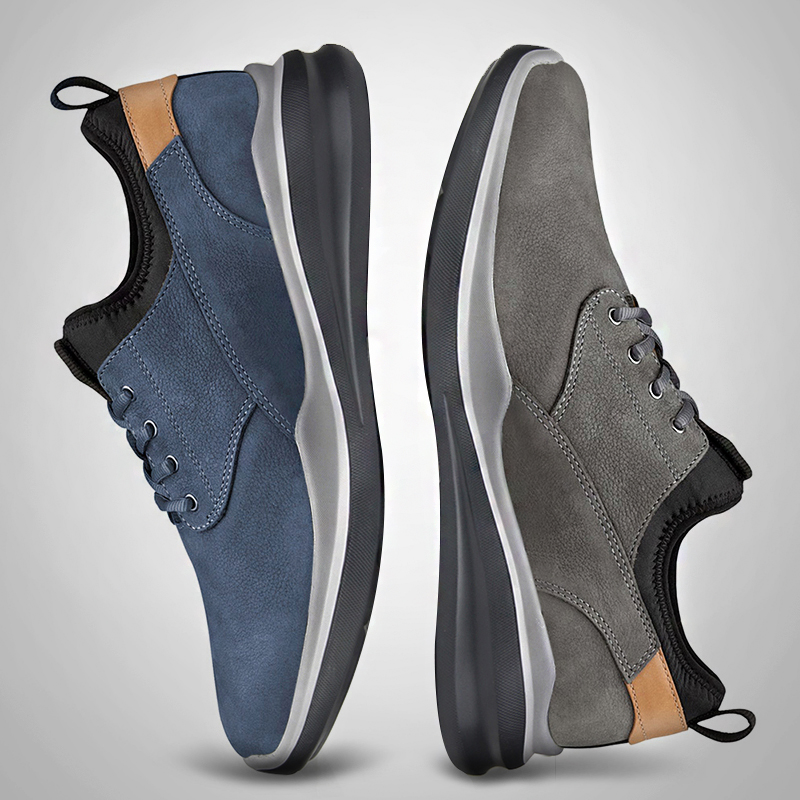 男休闲皮鞋真皮磨砂皮超轻户外运动休闲鞋春季透气软底软皮旅游鞋