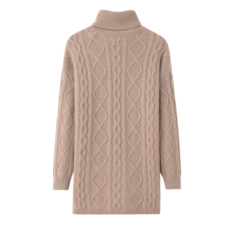 内蒙古产女加厚羊绒衫中长提花图案毛衣毛衣