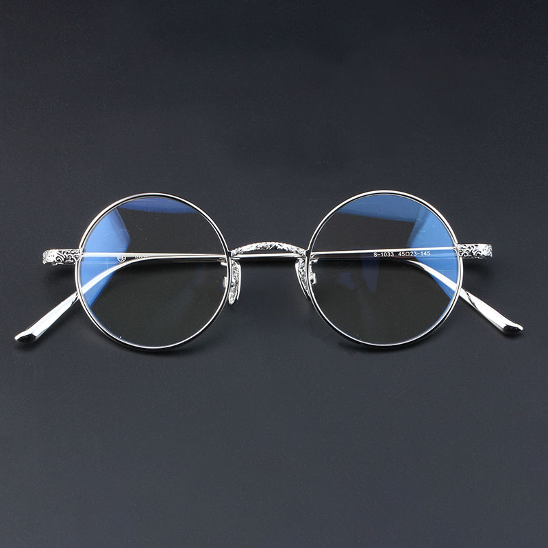纯银眼镜祥云银圆全框近视眼镜框视镜圆形1033眼镜架