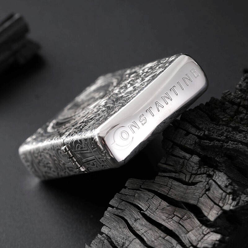 打火机zippo正版原装纯银盔甲圣父康斯坦地狱神探zippo