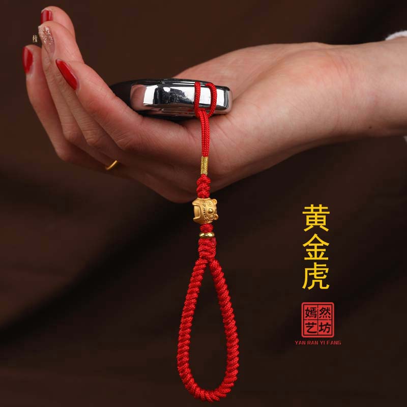 男足吊坠挂件红绳编织足金钥匙扣黄金虎汽车高档钥匙扣