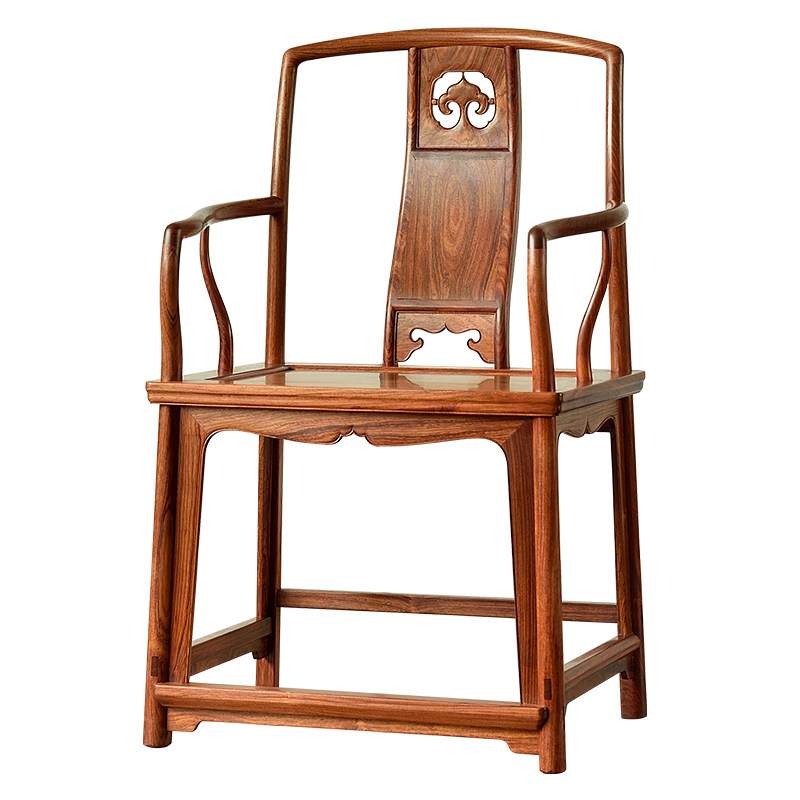 艺盟百胜中式家用文椅靠背高靠背缅甸休闲椅红木明式圈椅