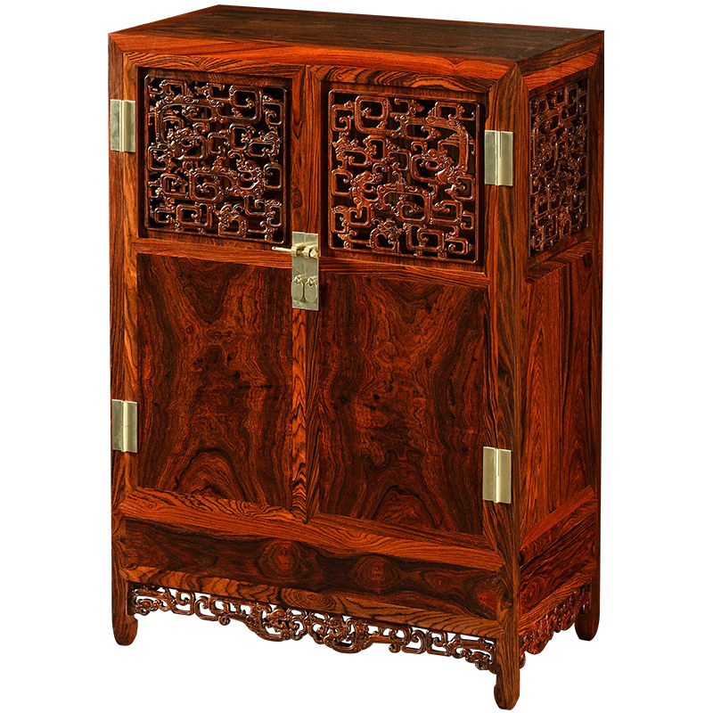 艺盟百胜微凹黄檀螭龙小方角柜家用明式面条茶叶角柜