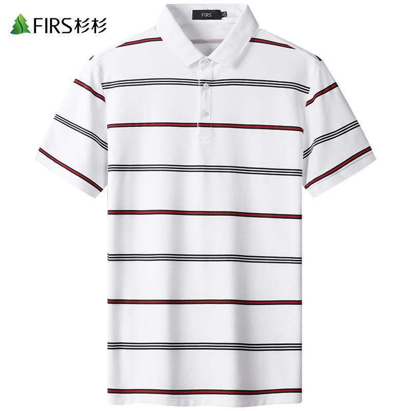 【清爽条纹】杉杉男装翻领短袖T恤男2022夏季新款中年透气POLO衫