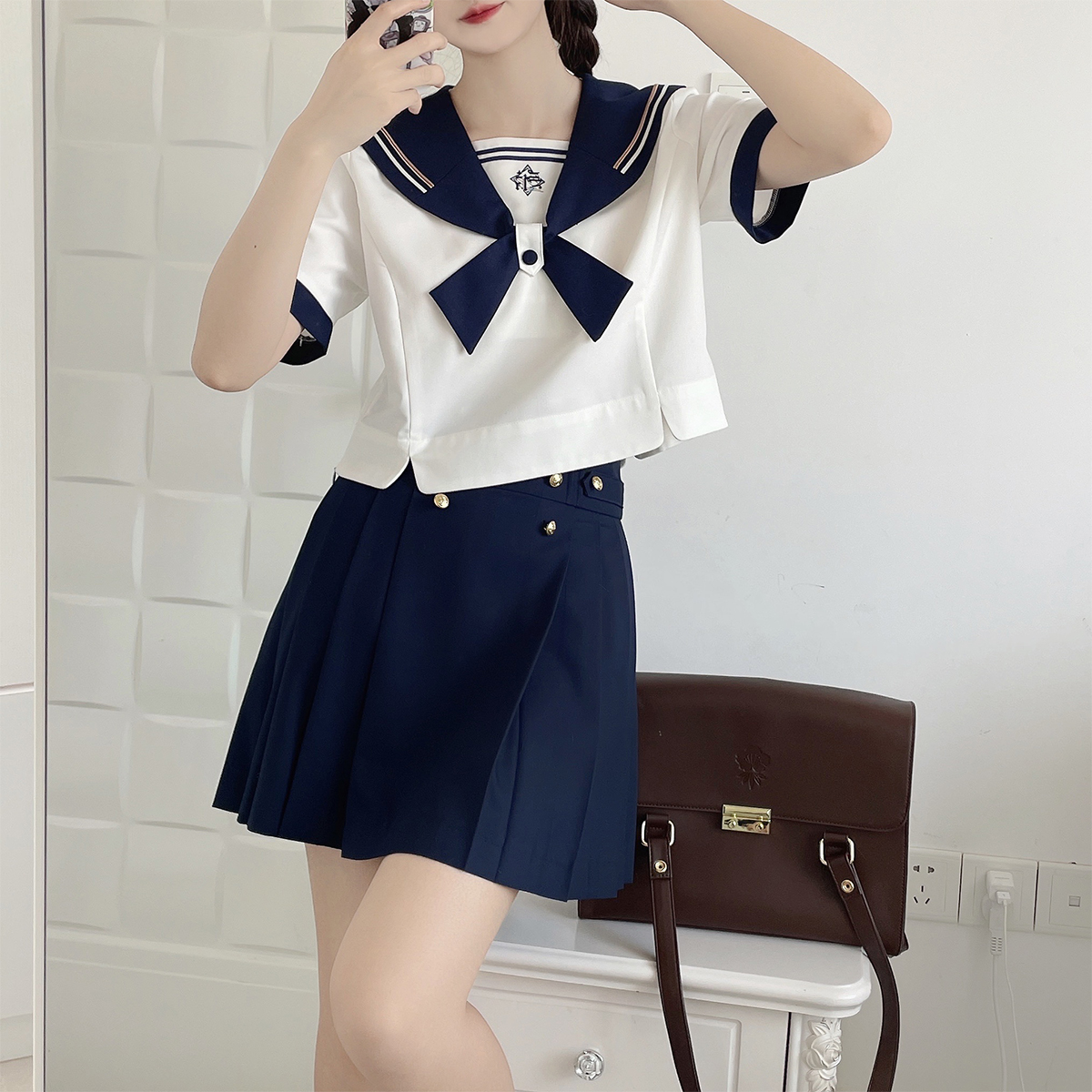 放学后的制服馆/辰帆女高/水手服jk原创短袖上衣半身裙套装女夏季 99