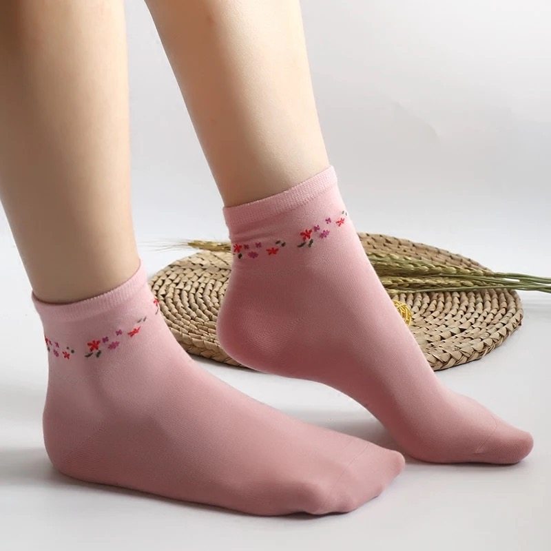 西客优品绢丝袜 女士纯色坑条不掉跟无骨短袜大码女袜子船袜薄款