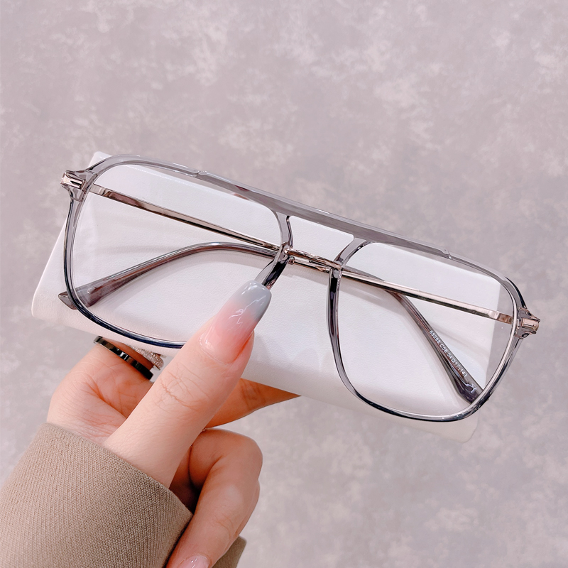 眼镜炸街大框酷炫超轻tr90透明方形镜框男女定制成品光学镜