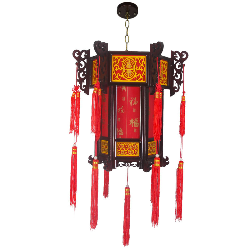 中式仿古实木大红宫灯灯笼挂饰户外结婚过年灯笼