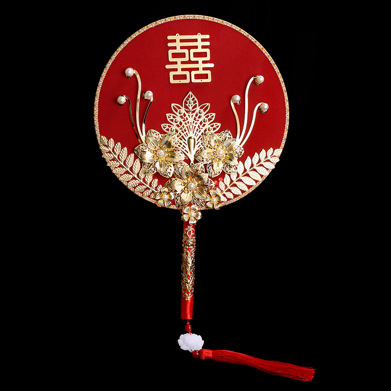 古风刺绣团扇新娘出嫁手捧中式婚礼扇子手工新娘手捧花