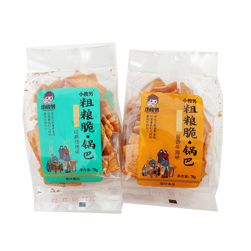 小俊男粗粮脆锅巴 78g 酱香牛排味 烧烤味 休闲膨化零食 粗粮锅巴