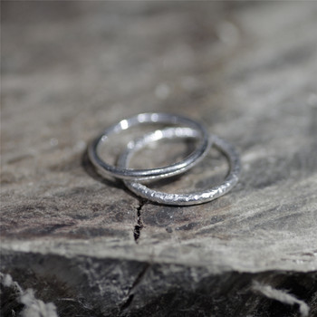 Bite mark round ring sterling silver handmade ring custom made simple plain bare silver small tail large ring joint ring s990