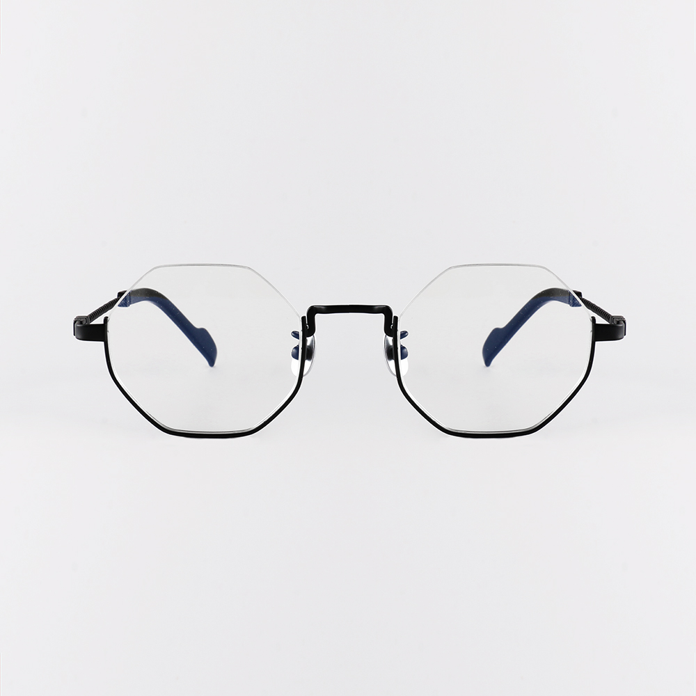 东瀛包上拉线棱角多边形纯钛方框中性光学镜架眼镜架