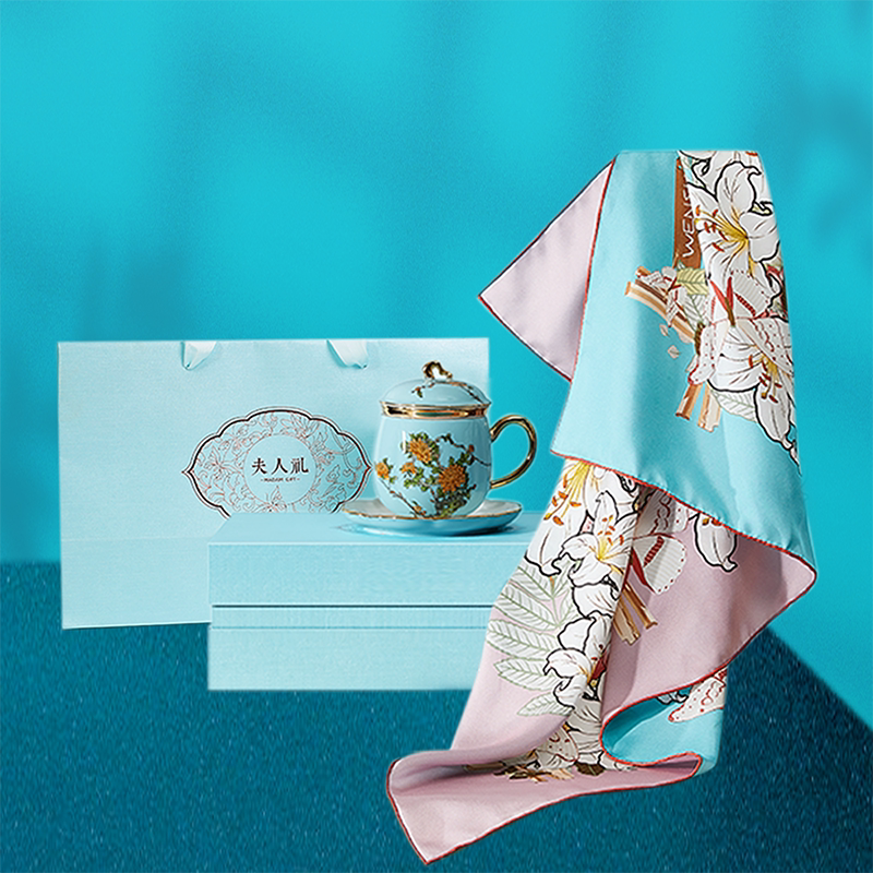 方巾异色礼品丝巾丝绸套装商场礼丝夫人万事利围巾