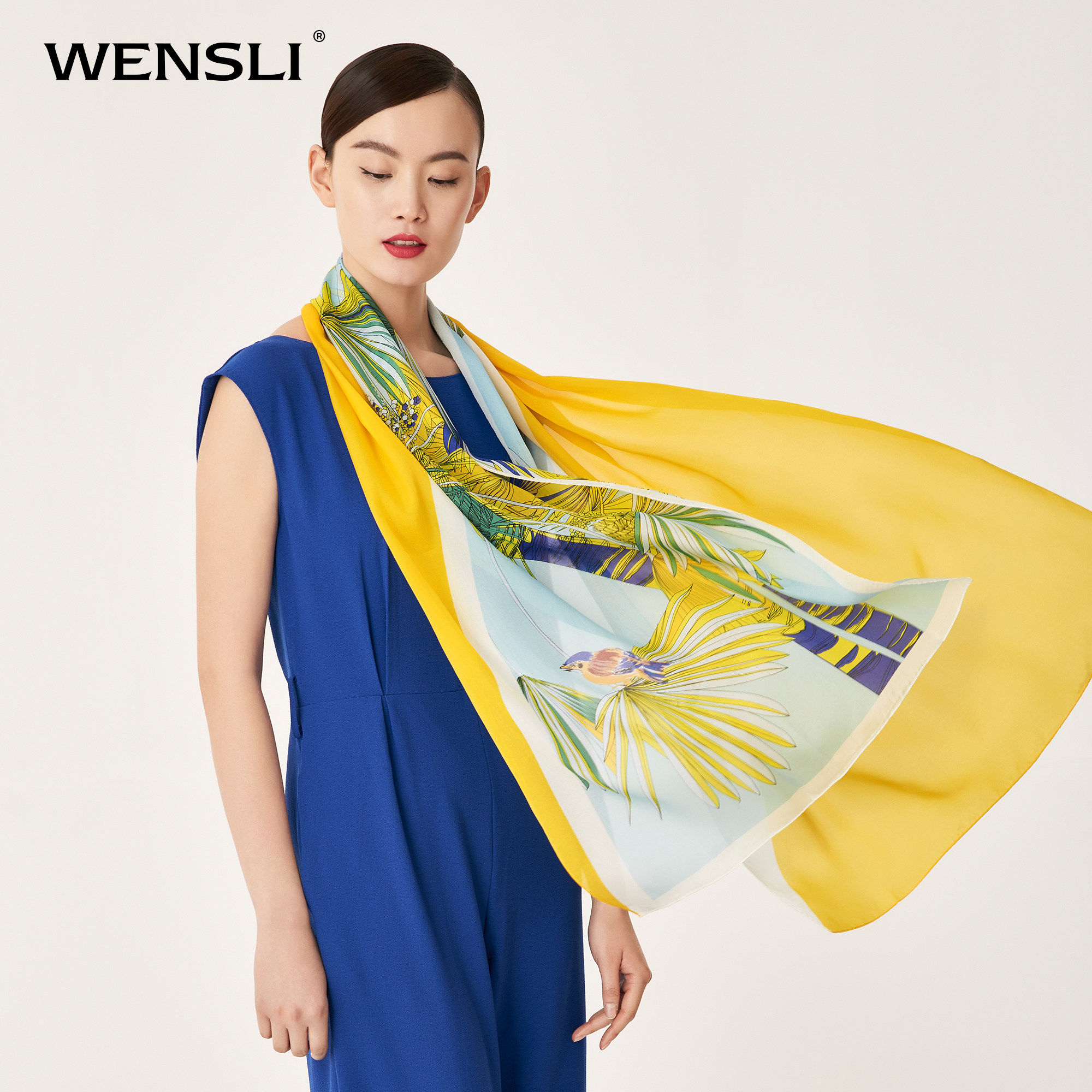 万事利桑蚕蚕丝真丝丝巾送礼妈妈春秋防晒披肩围巾