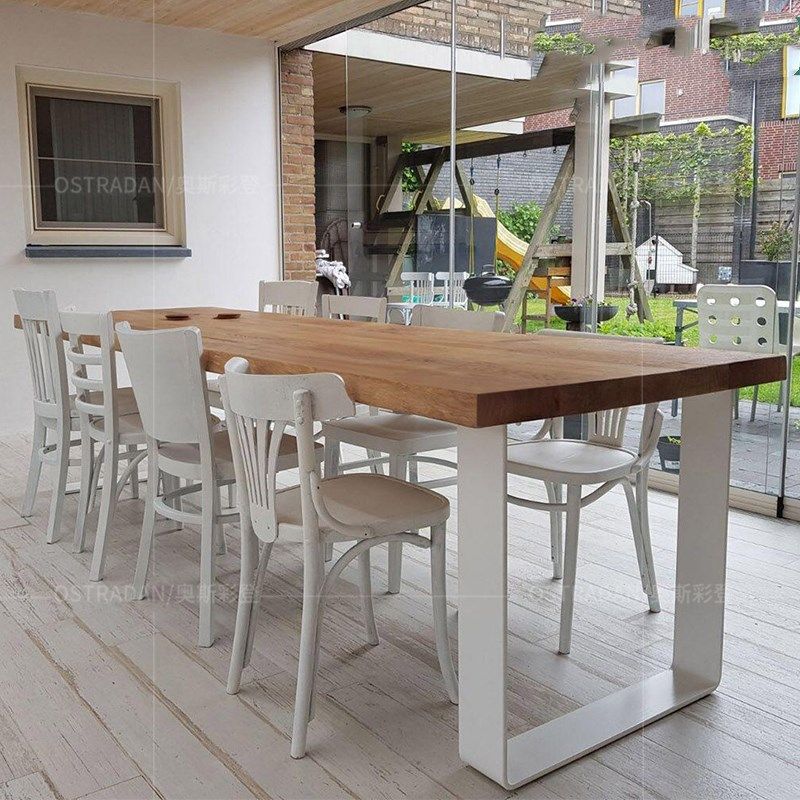 北欧餐桌实木长方形餐台酒店商用吧台长条大型实木餐桌