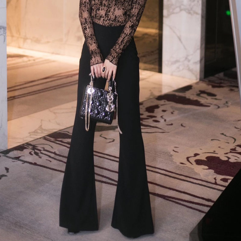 喇叭裤女秋冬加绒2022新款垂感微喇裤高腰显瘦长裤加长拖地西装裤