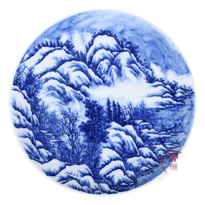 烟波景德镇九段烧手绘青花瓷器妙手青花山水赏盘茶盘壶承