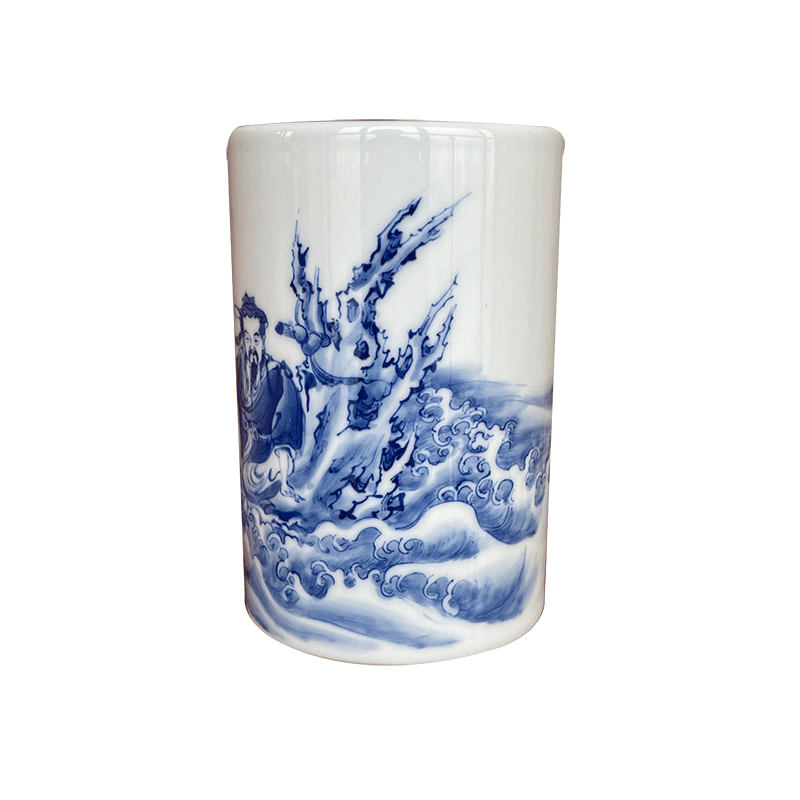 烟波景德镇九段手绘青花青花瓷瓷器九段妙手青釉吕洞宾茶道