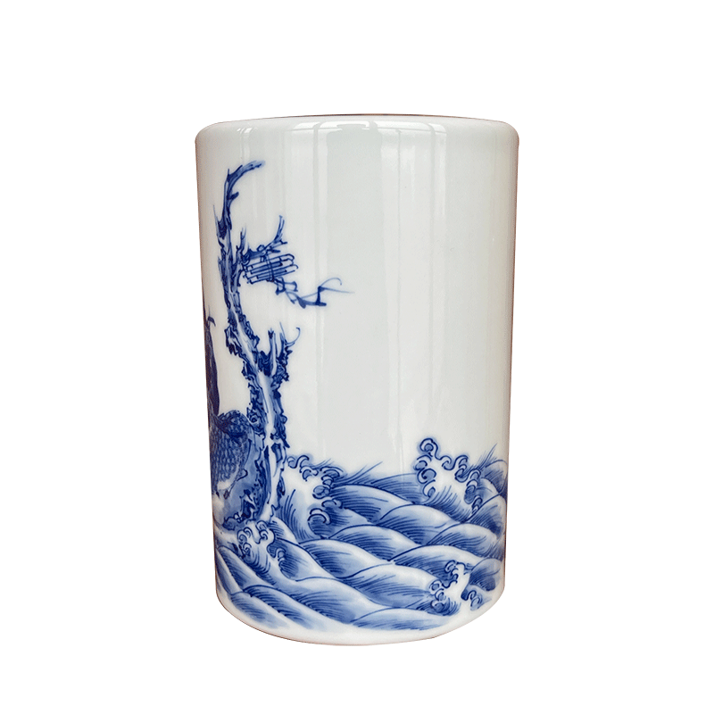 烟波景德镇九段手绘青花青花瓷瓷器九段妙手青釉寿星茶道