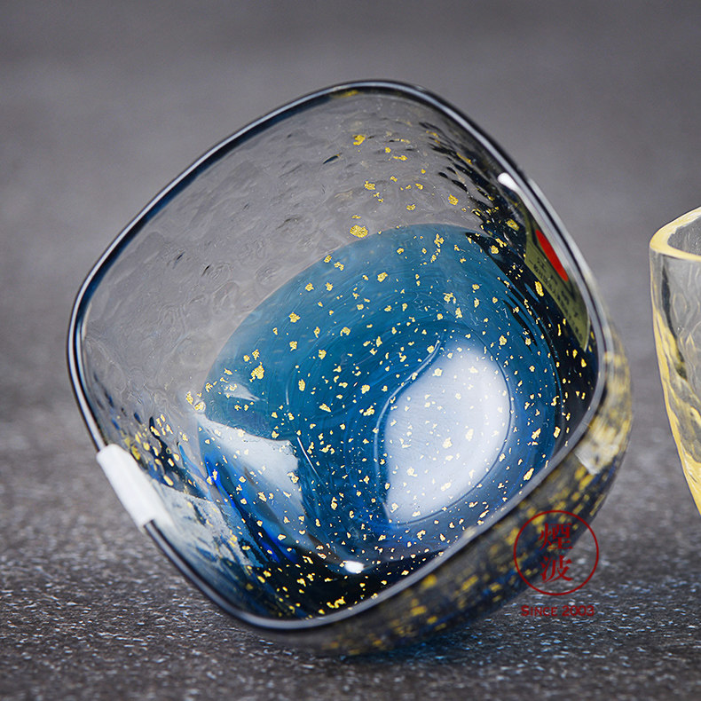 日本东洋佐佐木sasaki八千代墨彩金箔星空杯手工玻璃杯耐热茶杯
