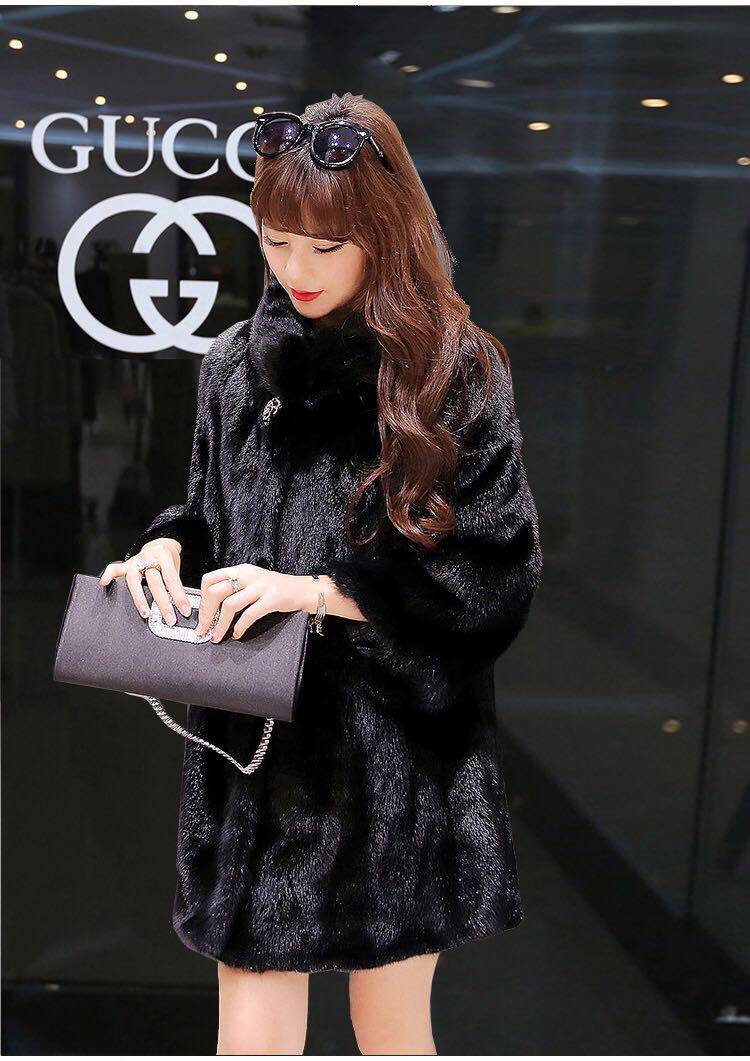 貂皮大衣女款整貂短款水貂皮草立领外套海宁皮草