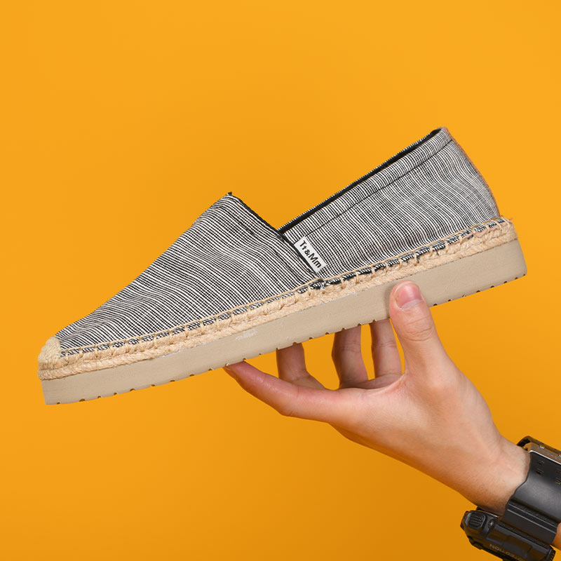 Tt&Mm/汤姆斯一脚蹬渔夫鞋男亚麻草编透气2022夏季休闲懒人帆布鞋