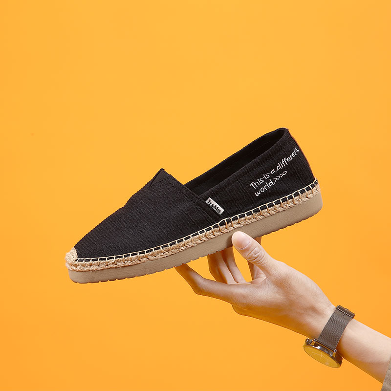 Tt&Mm/汤姆斯亚麻草编透气渔夫鞋男布鞋2022夏季一脚蹬懒人帆布鞋