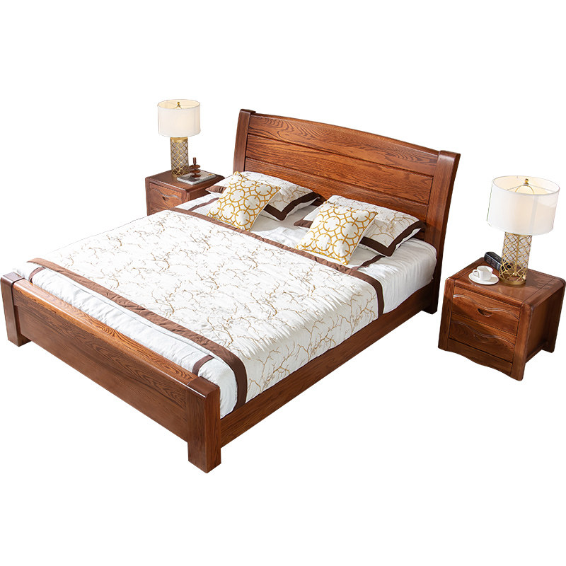 红橡木床18x22实木双人床中式主卧大床现代简约直销实木床