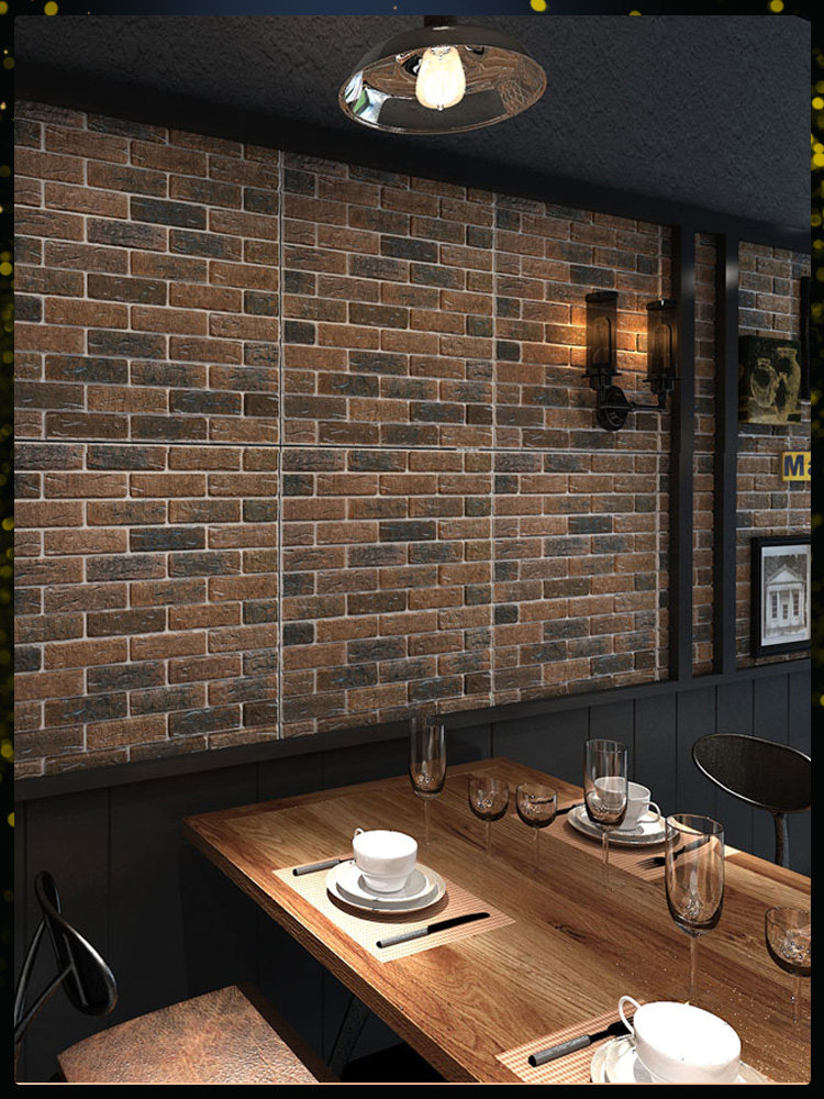 墙纸泡沫装饰翻新墙面店铺砖墙自粘古文化复古墙贴