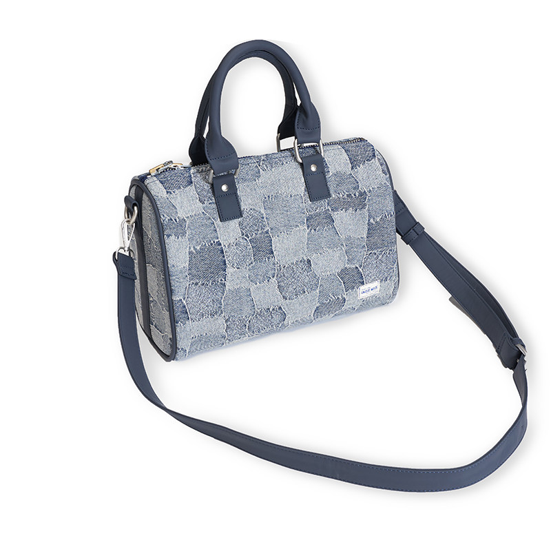 丹宁包女神单肩斜挎百搭棋盘格通勤牛仔手提提花通用款女包