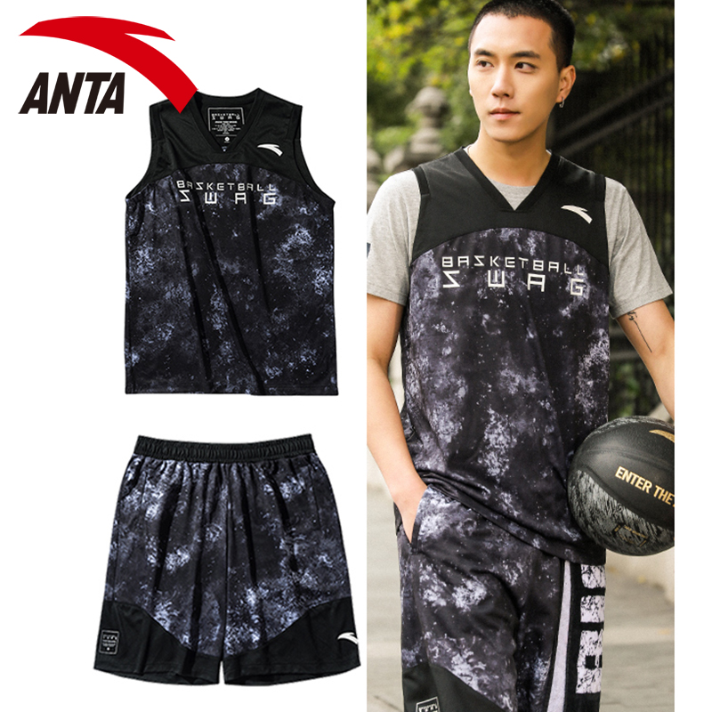 安踏要疯篮球套装男 背心汤普森kt透气无袖t恤球裤篮球背心男球衣