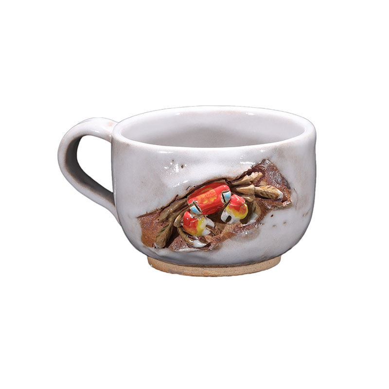 志野正品咖啡杯天神螃蟹二六收藏粗陶杯子侘寂咖啡杯