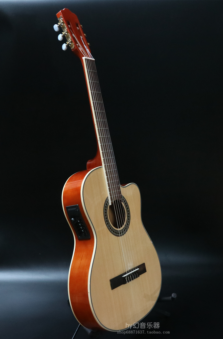 39寸古典吉他超薄款电箱琴缺角初学入门西班牙弗拉门戈吉他-古典吉他
