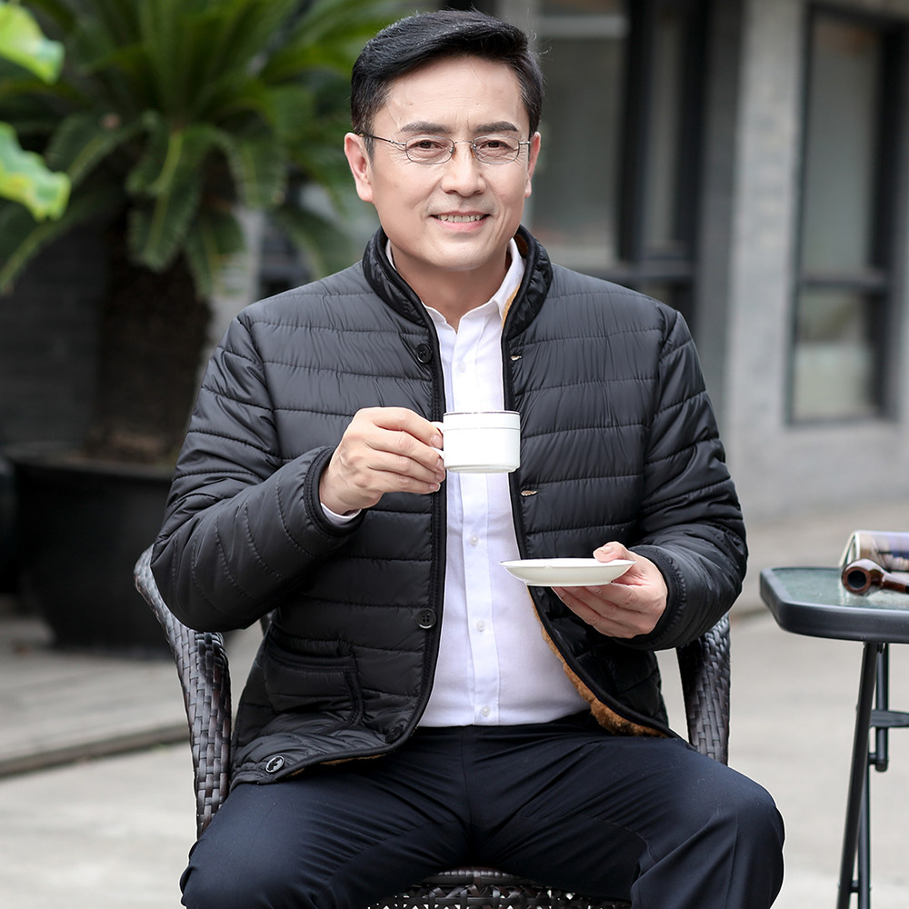 中年男士加厚棉服小棉袄中老年男装冬季加绒棉衣外套老人衣服爸爸
