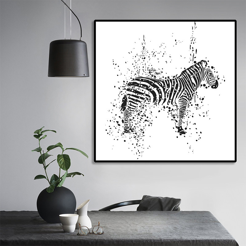 数字油画装饰画斑马玄关定制油彩彩画diy抽象过道diy