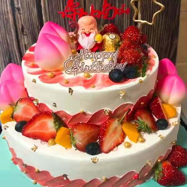 网红老人祝寿双层多层生日蛋糕西安太原兰州咸阳新鲜