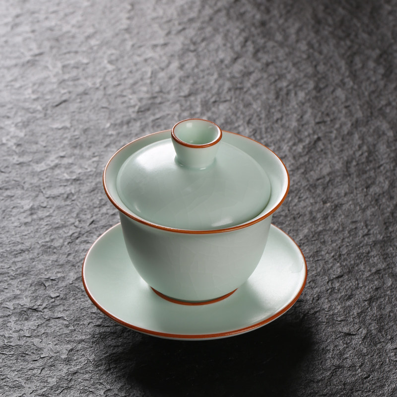 茶碗德化汝窑盖碗冰裂家用复古古可养泡高端盖碗