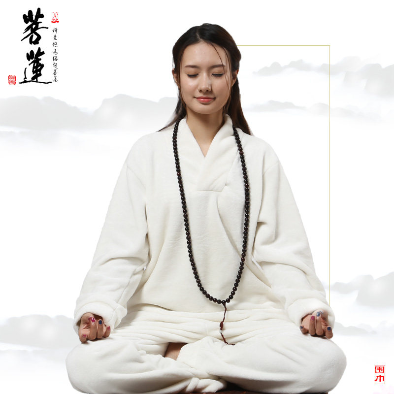 菩莲居士服男冬季加厚保暖法兰绒僧服上衣