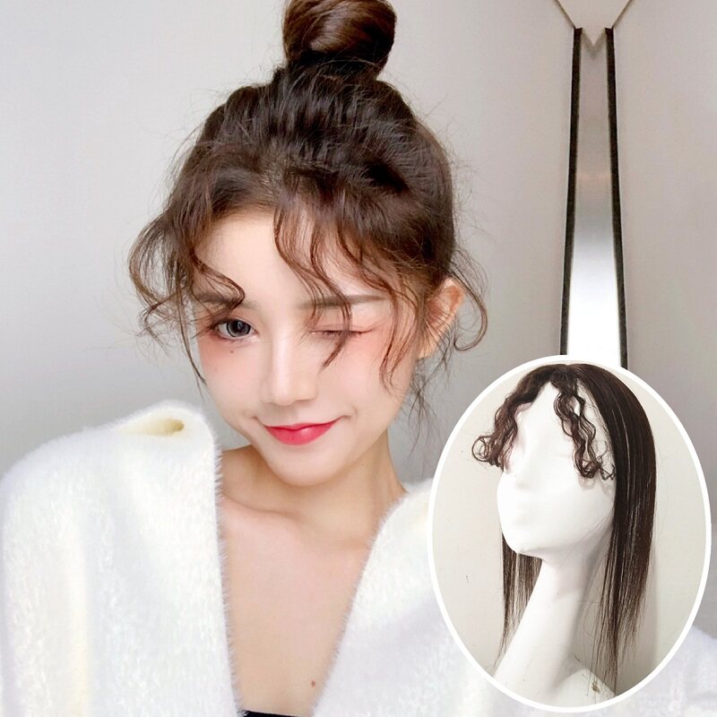 补发发顶片女刘海轻薄逼真羊毛卷海中刘海中八字刘海片