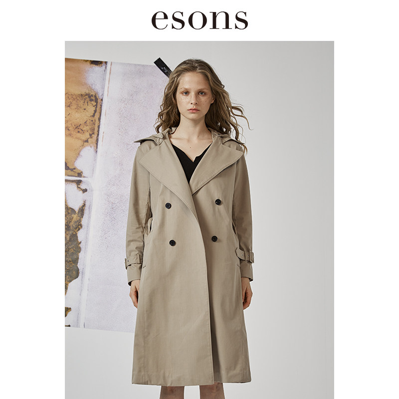 春气场风衣中长可拆连翻领杏色商场城市风衣