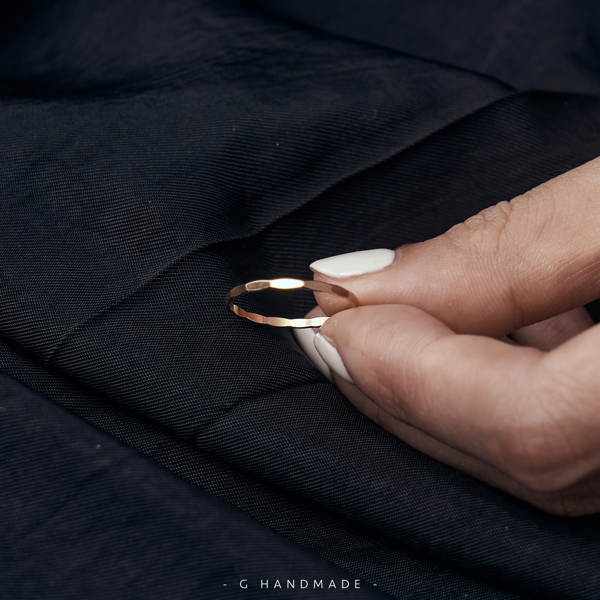 戒指关山月手作14k包金纤细款锤精致珠宝手工手工制戒指