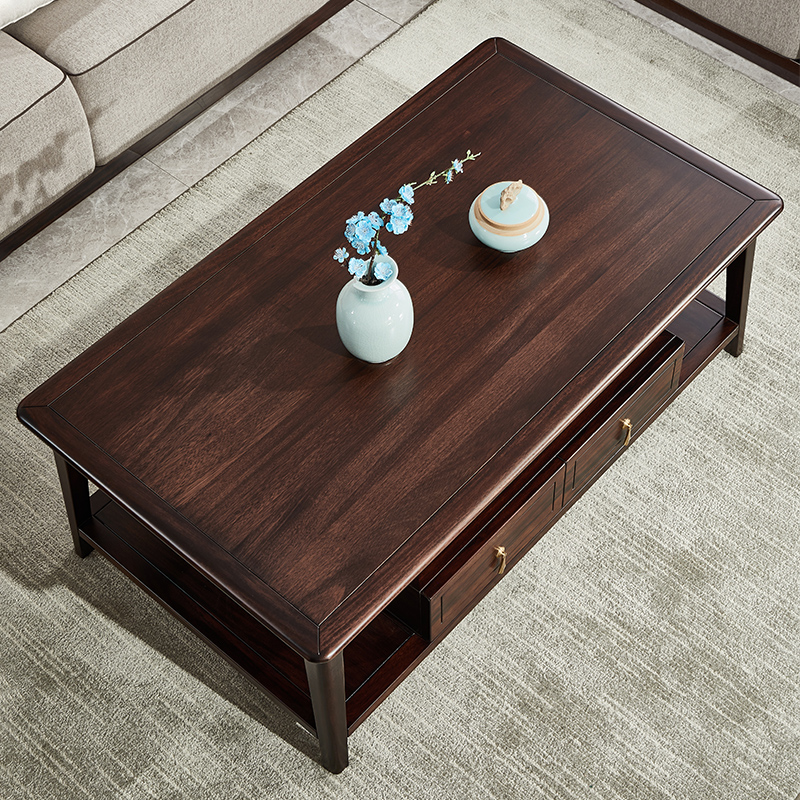 新中式乌金木茶几家用客厅实木茶几简约黑檀木茶几茶桌