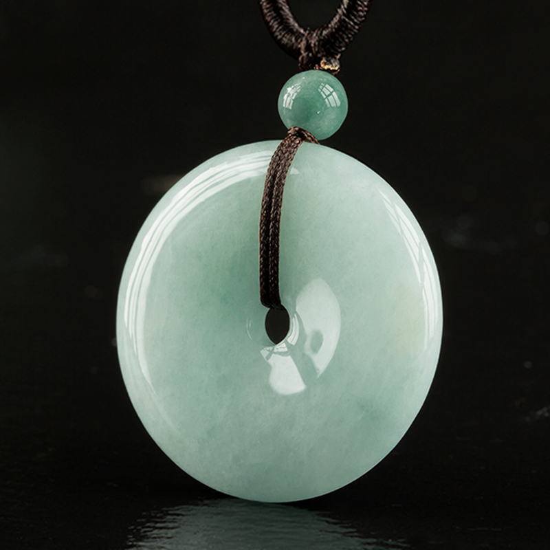 缅甸翡翠吊坠男冰糯种平安扣挂件女a货高端冰种款项链玉石天然
