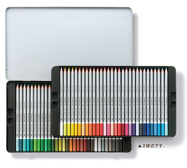 德国staedtler施德楼125m60水溶彩铅48色铁盒盒装水溶性彩铅