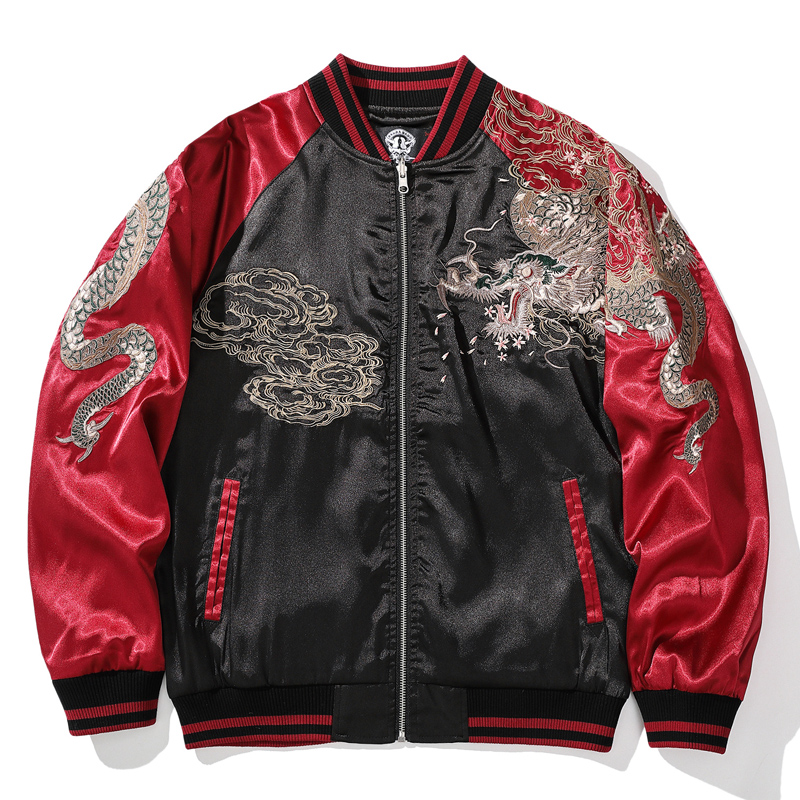 横须横须贺贺龙刺绣夹克外套男女情侣个性棒球夹克