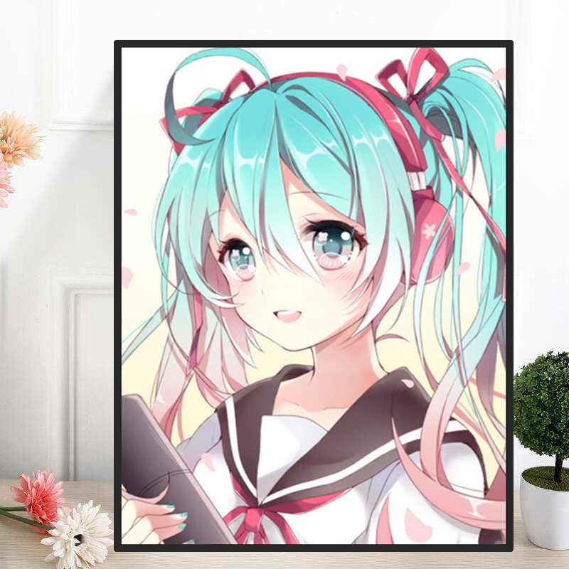 钻石可爱卡通动漫初音未来十字绣diy儿童卧室客厅十字绣套件