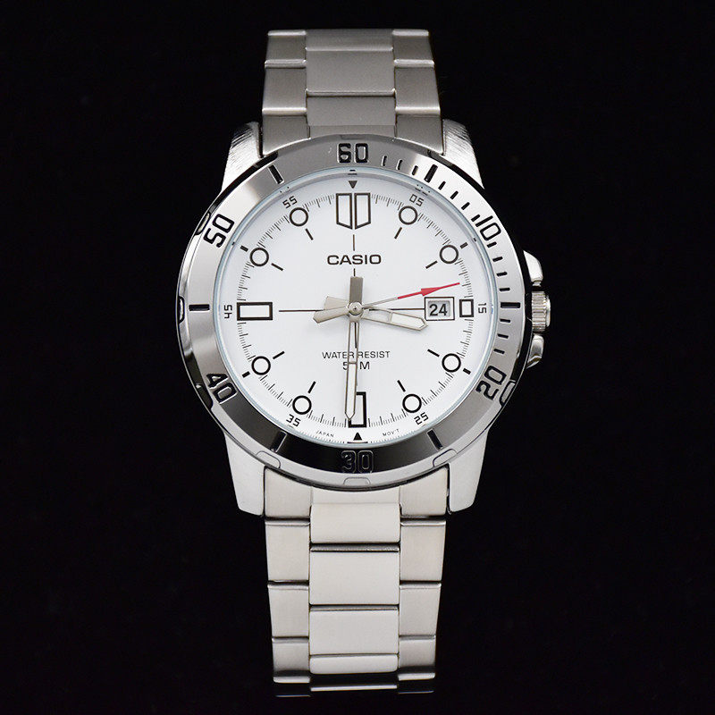 卡西欧手表男经典机械金属钢带指针商务休闲防水腕表mtp-vd01d-1e