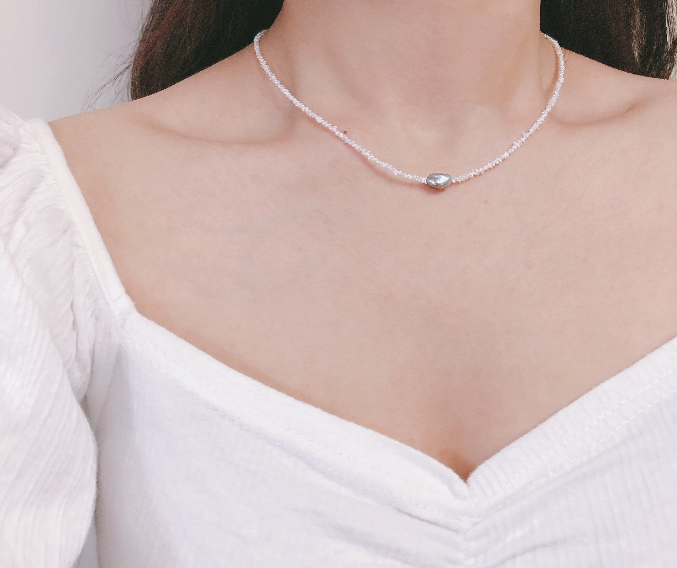 设计天然野生海水keshi珍珠akoya大溪地颈项链颈饰