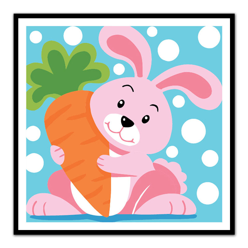 六一儿童节diy数字油画小卡卡通动物简单手绘填充涂色diy