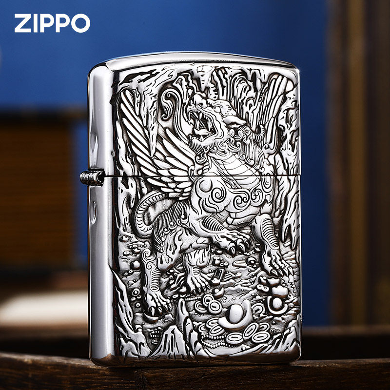 纯银zippo打火机正版招财天禄貔貅鬼王官方正品zippo